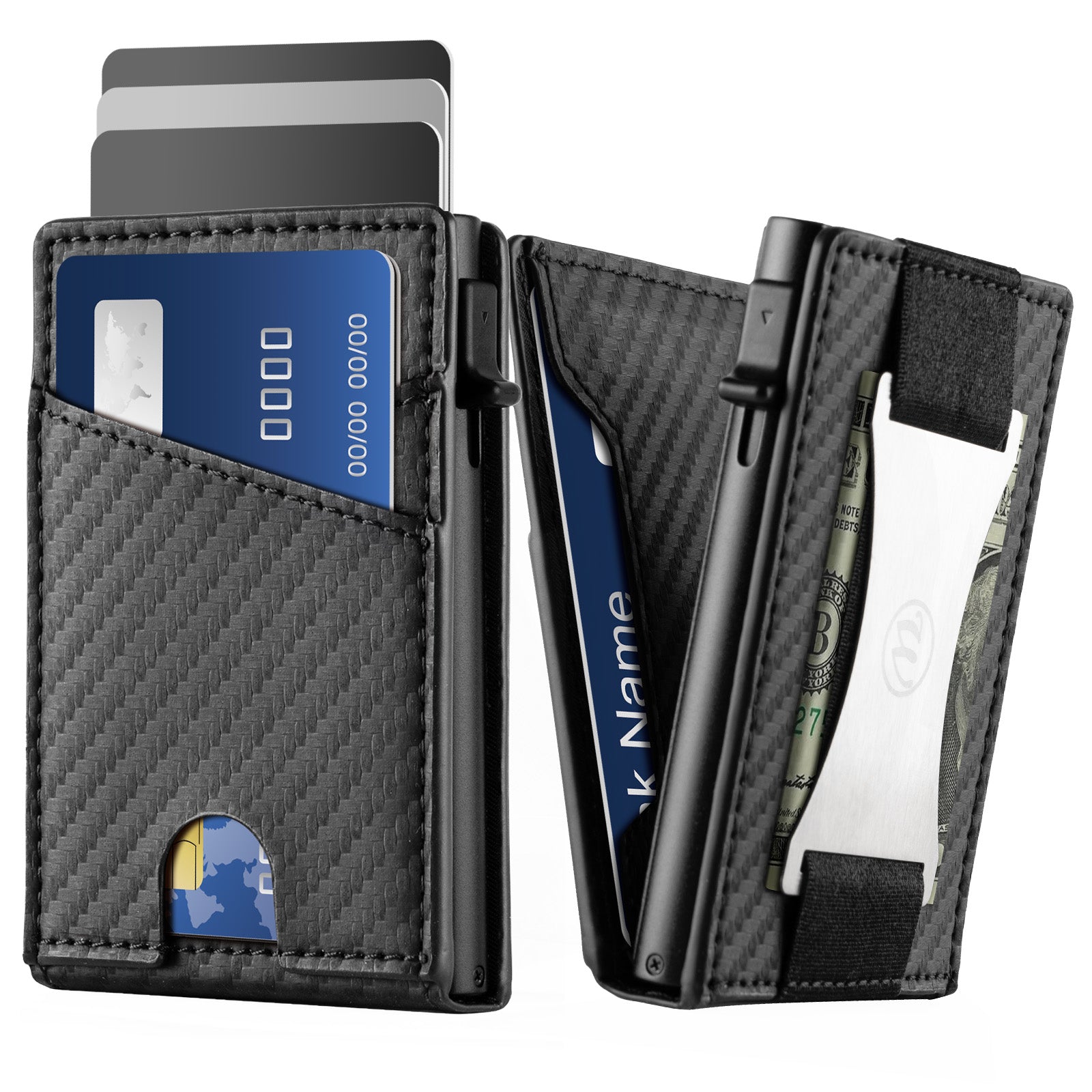 metal credit card sleeve WELLNEC Pop up Credit Card Wallet for Men